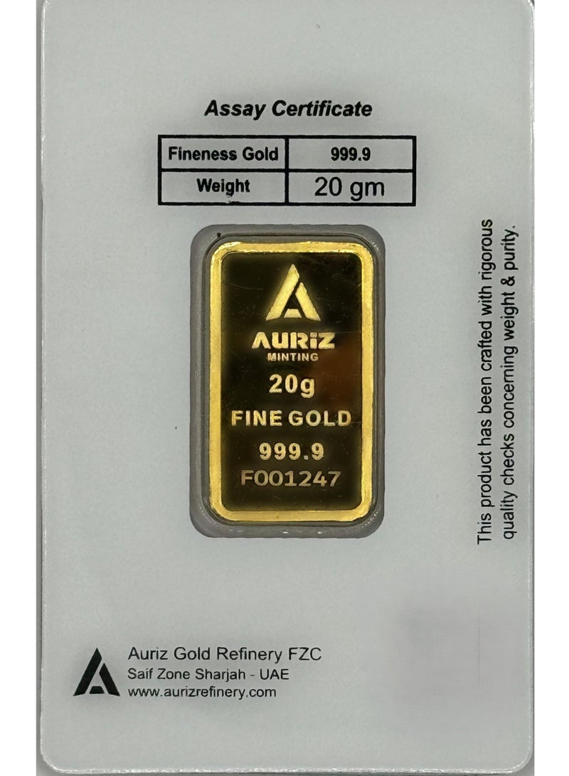 AURIZ MINTING Auriz Minting 20gm 24K Gold Bar Dubai Frame Design - Image 5