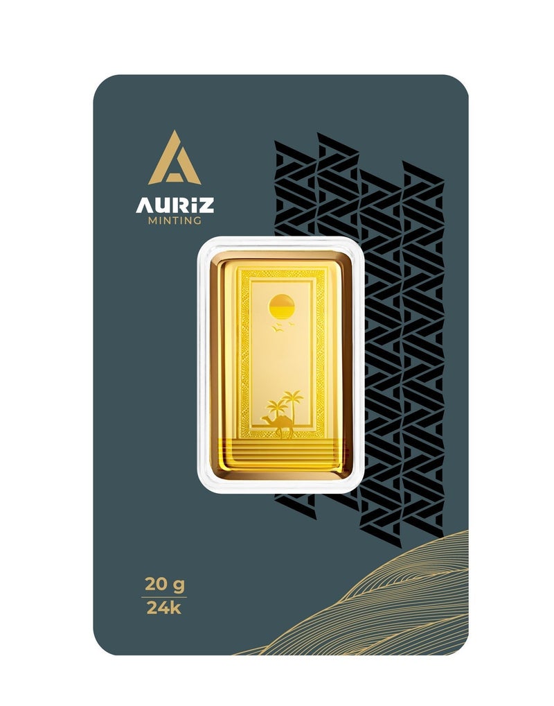 أوريز سك سبيكة ذهب عيار 24 بوزن 20 غراماً من "أوريز مينتينغ" (Auriz Minting) بتصميم "برواز دبي" (مع الفاتورة) - Image 1