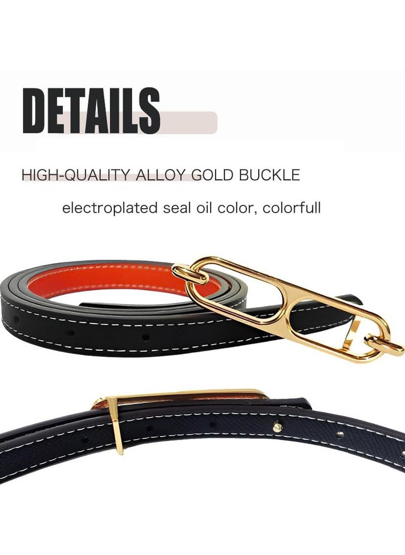 KASTWAVE Women Skinny Leather Belt Thin Waist Belt with Metal Buckle for Pants Jeans Dresses, 2 Pack  - Image 5