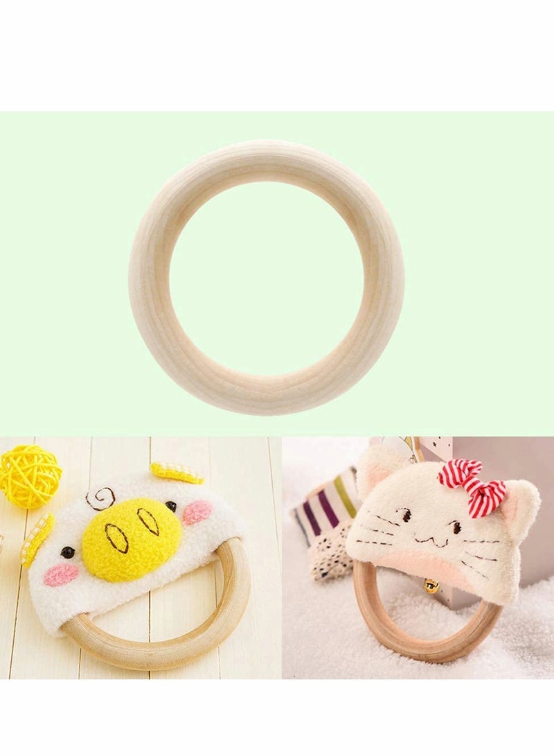 Excefore 50 pcs Natural Wood Rings Smooth Unfinished Wooden Rings for for DIY Craft, Ring Pendant and Connectors Jewelry Making (1.2”,1.6”,2“,2.4”,2.8“) - Image 2