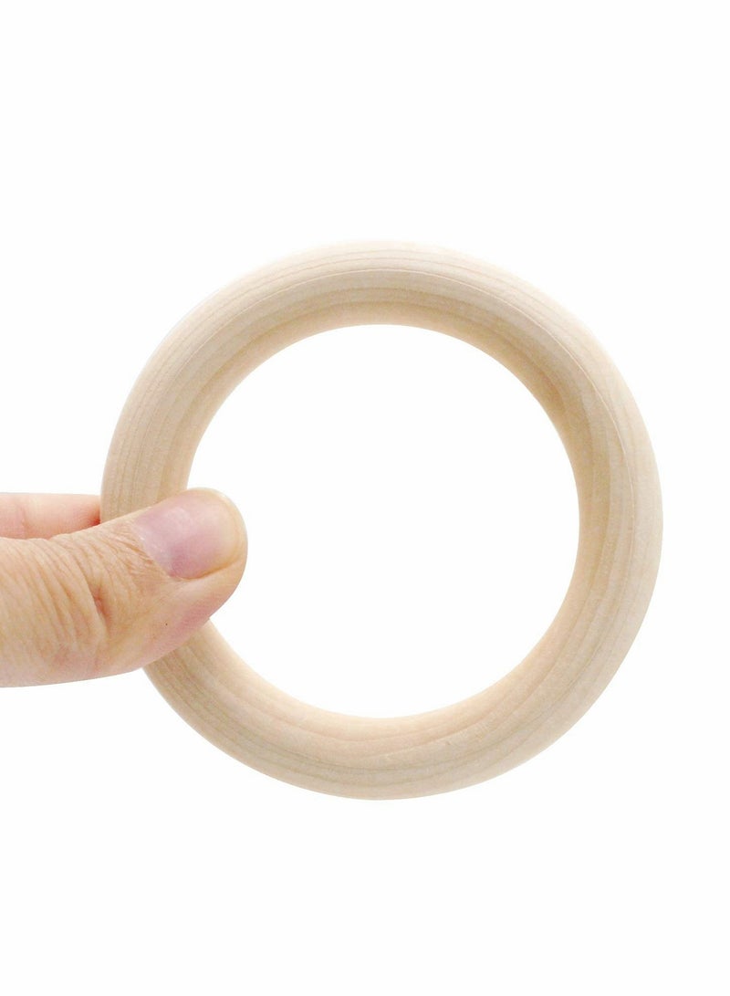 Excefore 50 pcs Natural Wood Rings Smooth Unfinished Wooden Rings for for DIY Craft, Ring Pendant and Connectors Jewelry Making (1.2”,1.6”,2“,2.4”,2.8“) - Image 5