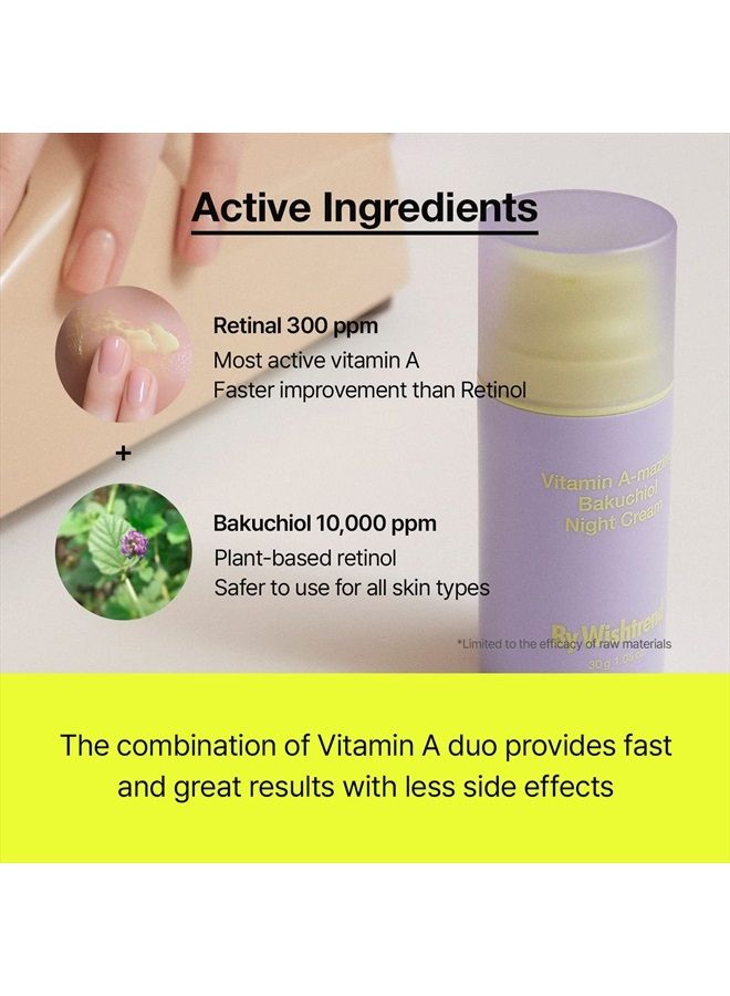 By Wishtrend كريم الليل باكوشيول من باي ويشتريد فيتامين أ-مازين، مرطب ريتينال لبدء الشيخوخة الجيدة، ريتينول، علاج ليلي للتجاعيد، الجلد المترهل، الجاف للبشرة الحساسة، 1.05 أونصة، 30 جرام - Image 3