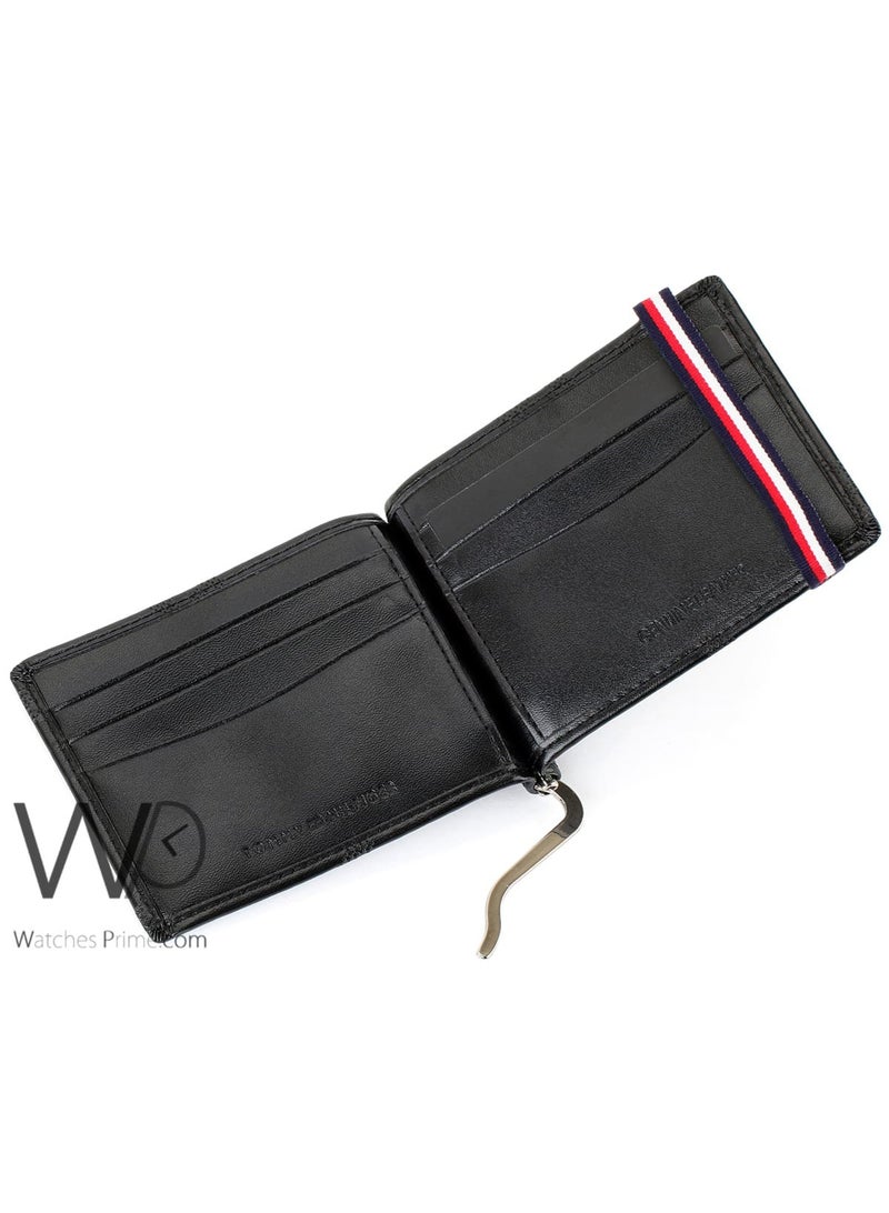 Tommy Icons Tommy Hilfiger Men's Genuine Leather Money Clip Wallet - Black - Patterned - Image 3