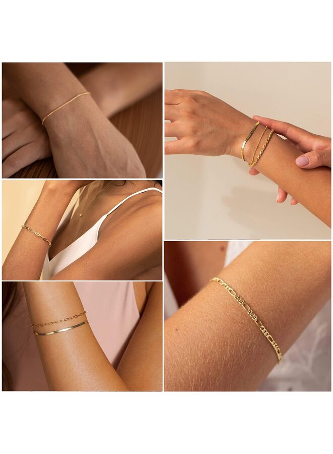 Gold Bracelets for Women, Jewelry Sets for Women Trendy Thin Dainty Stackable Link Paperclip Chain Bracelet Pack Fashion Accessories Gifts for Women Girls(Material:502) - Image 4