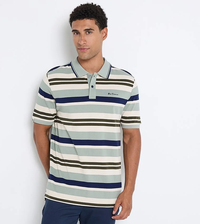Ben Sherman Men's Short Sleeve Striped Polo Tees
