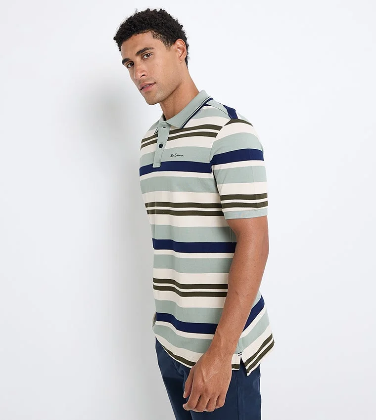 بين شيرمان Ben Sherman Men's Short Sleeve Striped Polo Tees