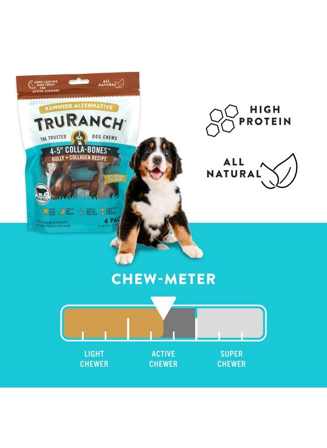 TRURANCH - TRURANCH 4-5" Collagen Bones, Bully, Healthy Joint Support Dog Treat, Rawhide Alternative, Skin & Coat Health, 1 Bag, 4 Count - Image 1
