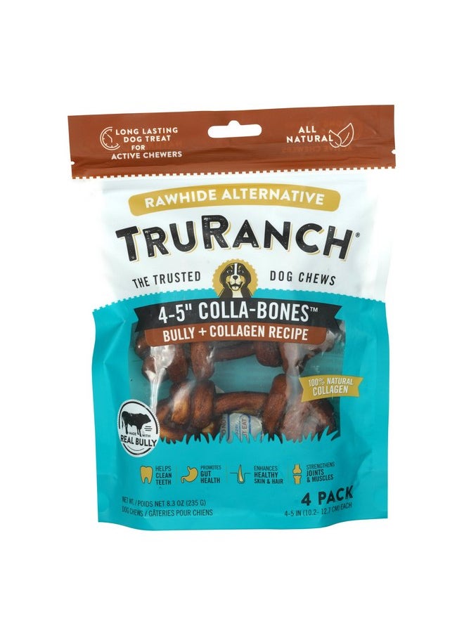 TRURANCH - TRURANCH 4-5" Collagen Bones, Bully, Healthy Joint Support Dog Treat, Rawhide Alternative, Skin & Coat Health, 1 Bag, 4 Count - Image 1