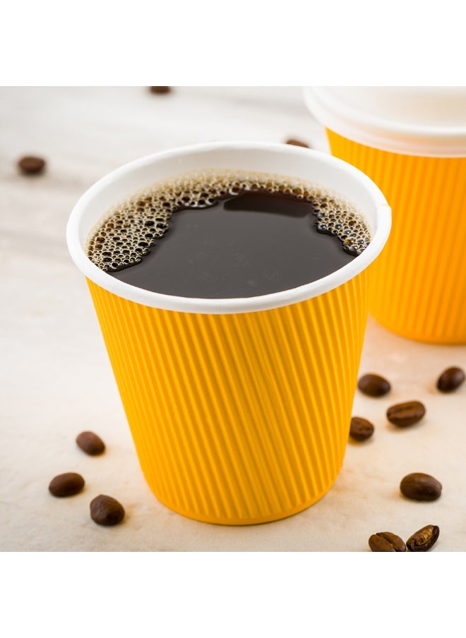 Restaurantware Restaurantware 8 Ounce Double Wall Disposable Coffee Cups, 500 Insulated Yellow Paper Tumblers with Ripple Wall Design, Lids Sold Separately for Hot Drinks like Tea, Hot Chocolate and More  - Image 3