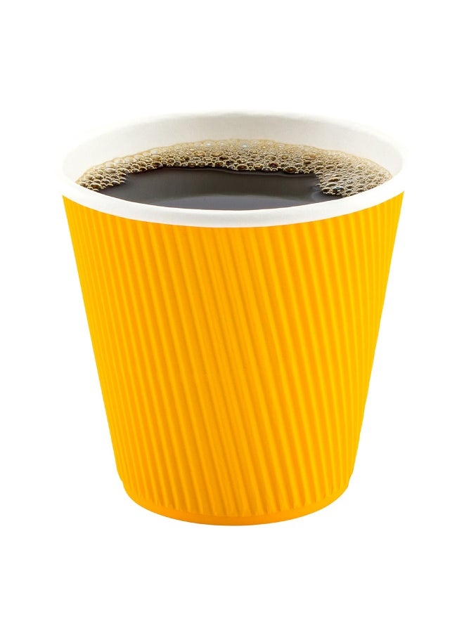 Restaurantware Restaurantware 8 Ounce Double Wall Disposable Coffee Cups, 500 Insulated Yellow Paper Tumblers with Ripple Wall Design, Lids Sold Separately for Hot Drinks like Tea, Hot Chocolate and More  - Image 2