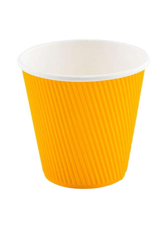 Restaurantware Restaurantware 8 Ounce Double Wall Disposable Coffee Cups, 500 Insulated Yellow Paper Tumblers with Ripple Wall Design, Lids Sold Separately for Hot Drinks like Tea, Hot Chocolate and More  - Image 1