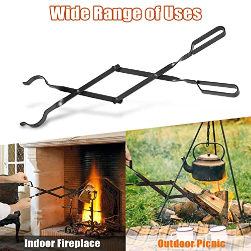 AGM Fireplace Tongs, 26" Fire Pit Accessories Firewood Tongs, Log Grabber for Thick logs, Heavy Duty Wrought Iron FireTongs, Campfire BBQ Stove Tweezers, Outdoor/Indoor - Image 2