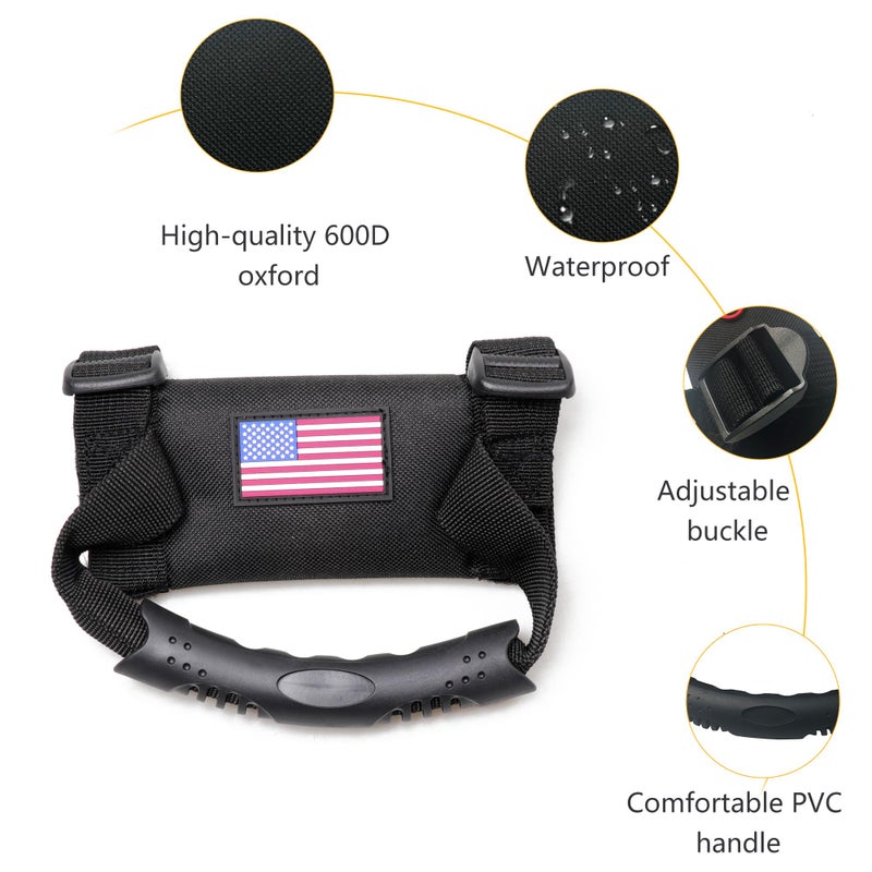 RERPRO UTV ATV Roll Bar Grab Handles Grips Compatible with Polaris RZR Ranger Can Am Kawasaki Wildcat Pioneer Accessories 1.5â€ - 1.75â€ Roll Cage Hand Holds with US Flag, 2 Pack - Image 4