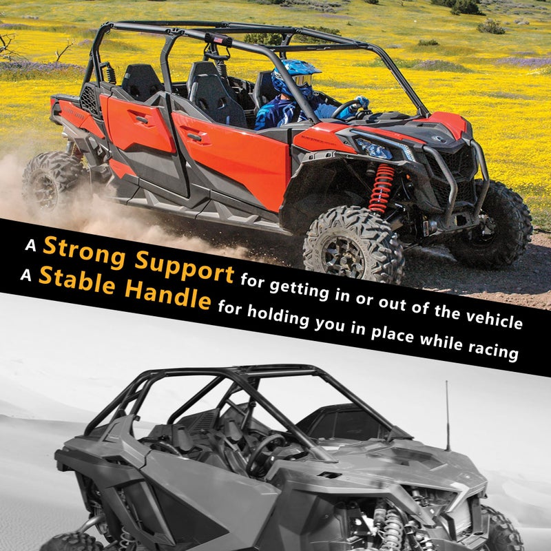 RERPRO UTV ATV Roll Bar Grab Handles Grips Compatible with Polaris RZR Ranger Can Am Kawasaki Wildcat Pioneer Accessories 1.5â€ - 1.75â€ Roll Cage Hand Holds with US Flag, 2 Pack - Image 5