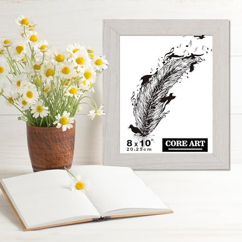 CORE ART 8x10 Picture Frame, Handmade Wood Rustic White Photo Frame Set of 2, High Definition Semi-tempered Glass Wall or Tabletop Display - Image 4