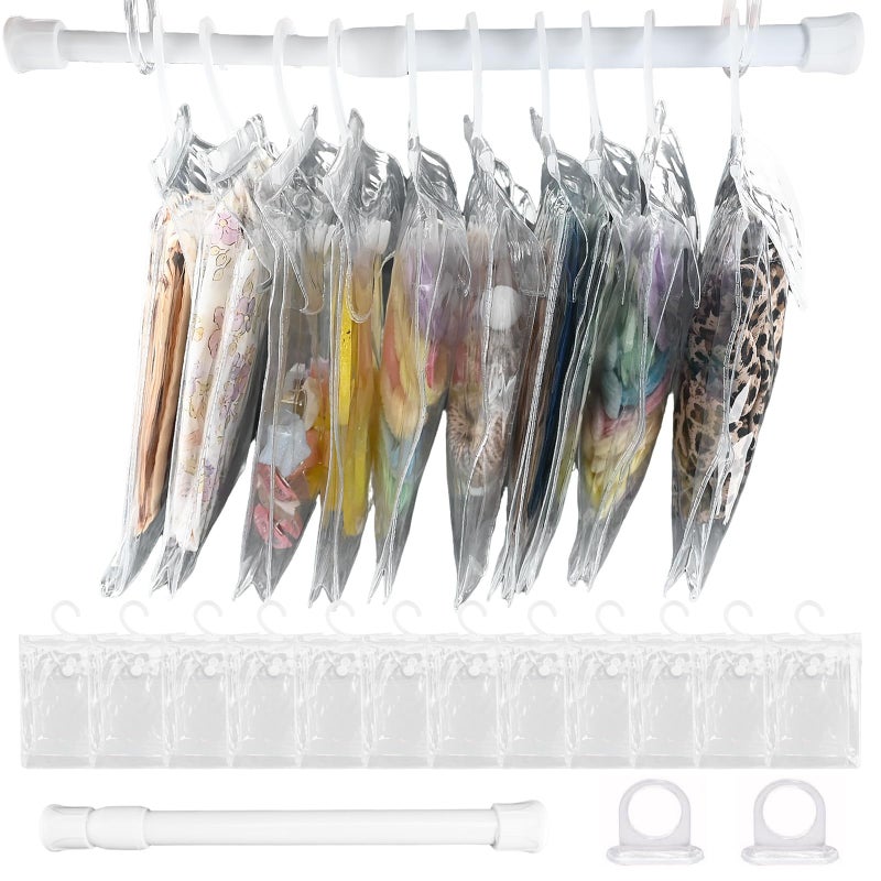 Ksheria 12 Pack Clear Doll Clothes Storage Bags with Hanging Rod Hooks PVC Transparent Doll Clothes and Accessories Organizer Compatible with 1517cm Dress Up SpaceSaving Wardrobe - Image 3
