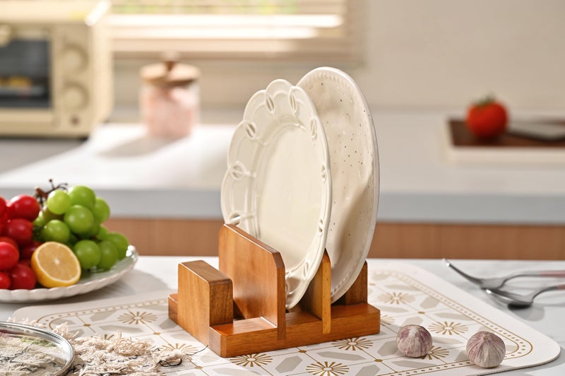 Fox Run Acacia Wood Cutting Board Holder, 3 Slot Cutting Board Organizer - Image 4