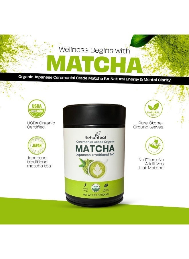 مسحوق شاي الماتشا الياباني التقليدي من ريحان ليف - درجة احتفالية فاخرة للاتيه والسموذي، غني بمضادات الأكسدة، 100 جرام - Image 3