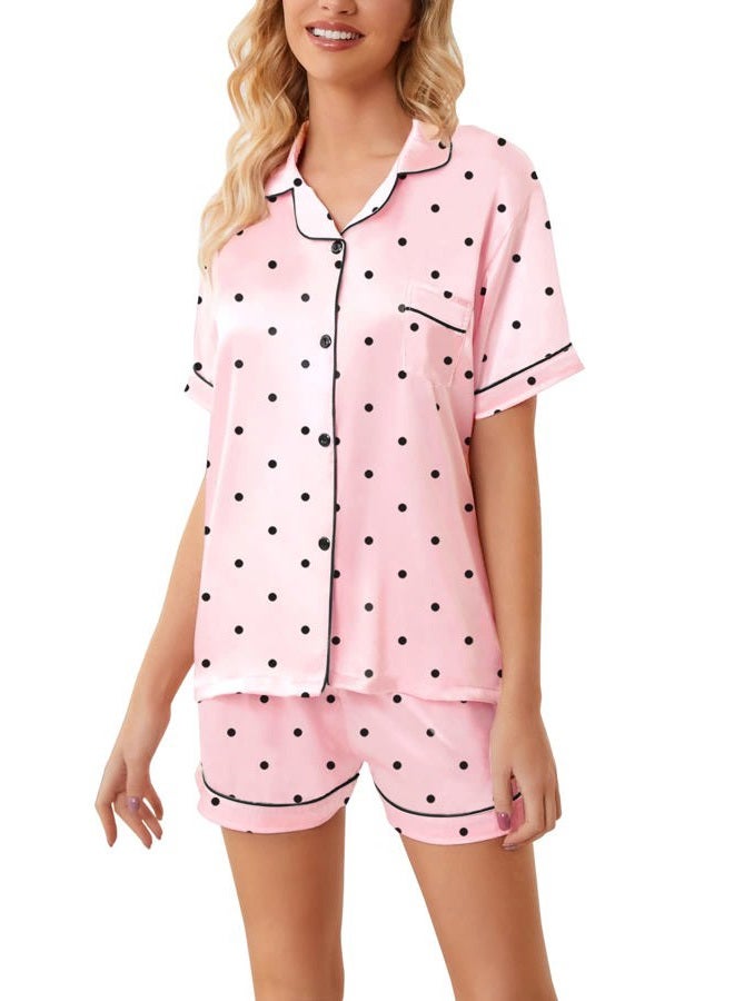 Schbbbta Silk Pajama Set for Girl Satin Button-up Pajama Sleepwear Gifts for Kids, Champagne, 4-5T - Image 4