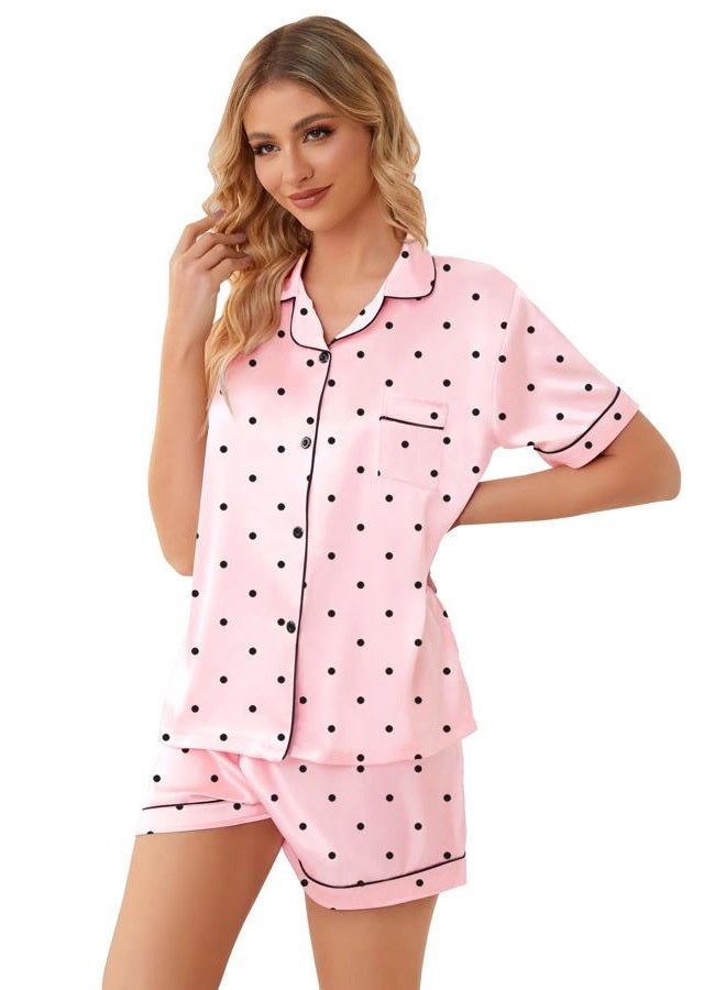 Schbbbta Silk Pajama Set for Girl Satin Button-up Pajama Sleepwear Gifts for Kids, Champagne, 4-5T - Image 5
