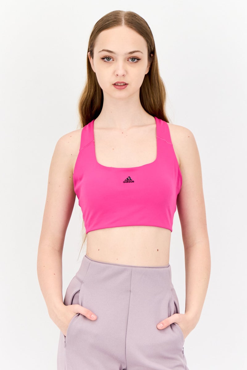 Adidas Women Sportswear Fit Training Sports Bra, Dark Pink - Image 1