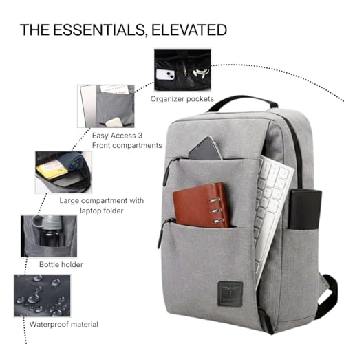 Impulse Empower Elite Laptop Backpack for Men & Women | 25L Polyester School & College Bag | USB Charging Port | Padded Laptop Sleeve | Multiple Pockets with Bottle Holder | Grey - Image 5