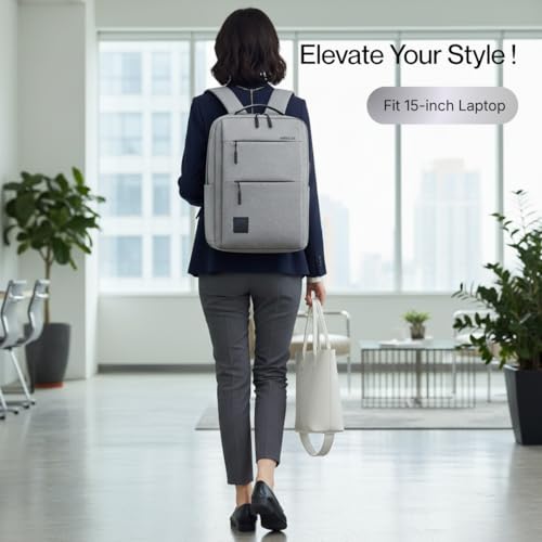 Impulse Empower Elite Laptop Backpack for Men & Women | 25L Polyester School & College Bag | USB Charging Port | Padded Laptop Sleeve | Multiple Pockets with Bottle Holder | Grey - Image 3