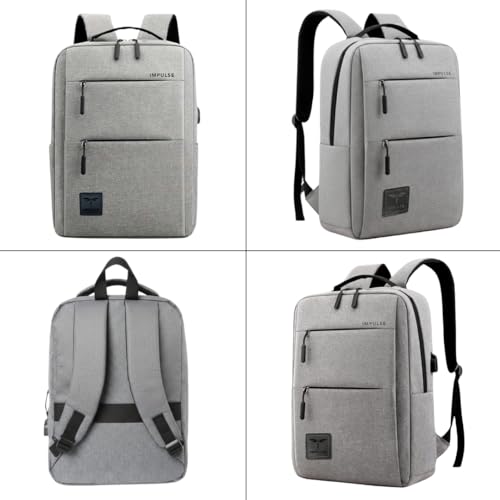 Impulse Empower Elite Laptop Backpack for Men & Women | 25L Polyester School & College Bag | USB Charging Port | Padded Laptop Sleeve | Multiple Pockets with Bottle Holder | Grey - Image 4