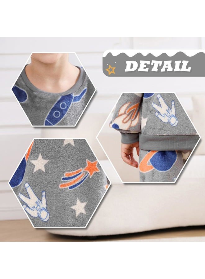 V.&GRIN Boys Fleece Pajamas, Soft Cozy Pullover Sweatshirt Pants Set for Kids 7-16 Years, Space, 15-16 Years - Image 5