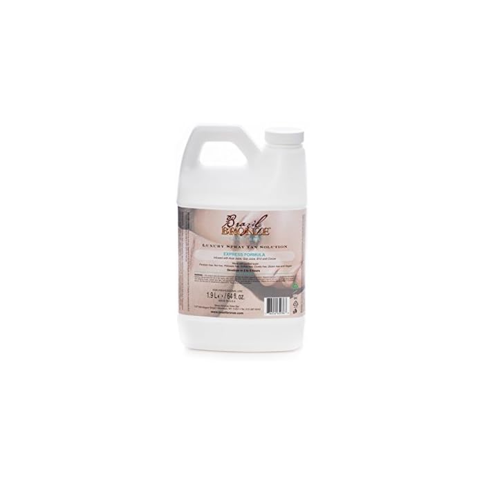 Brazil Bronze Luxury Express Spray Tan Solution - Organic and Natural Ingredients, Express 2 Hour Solution, Great for all skin types, Golden Brown, 1.9 Liter