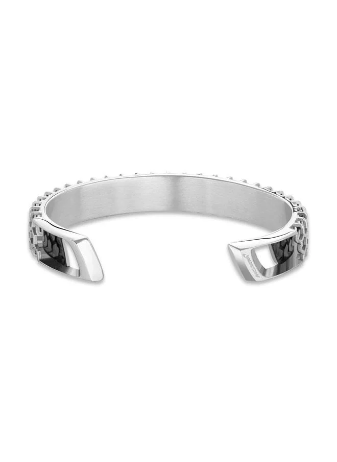 مكلارين Carbon Black and Silver Metal Bracelet for Men (Small)