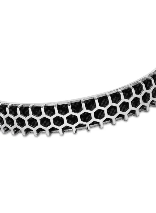 McLaren Carbon Black and Silver Metal Bracelet for Men (Small)