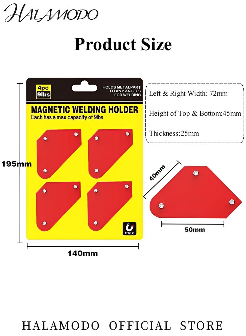 هالامودو 4 قطع مغناطيسات لحام 9 رطل مغناطيسات لحام صغيرة للخدمة الشاقة ومغناطيسات لحام صغيرة للخدمة الشاقة 4 قطع، حامل مغناطيس لحام مغناطيسي بزاوية 45، 90، 135 درجة - Image 3
