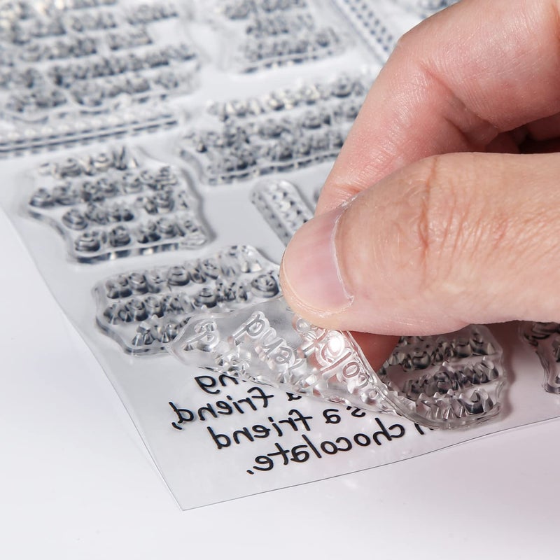 SAVITA 5 Sheets Sentiments Rubber Clear Stamps with 2pcs Acrylic Stamp Block Tools, Warm Words Clear Rubber Stamps for Card Making and Crafting DIY Scrapbook - Image 3