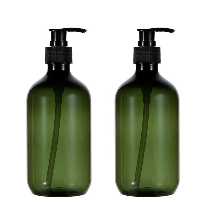 sdoot Sdoot Green Pump Bottle 2 Pack Refillable Plastic Soap Dispenser for Shampoo Conditioner Lotion Body Wash  17oz 