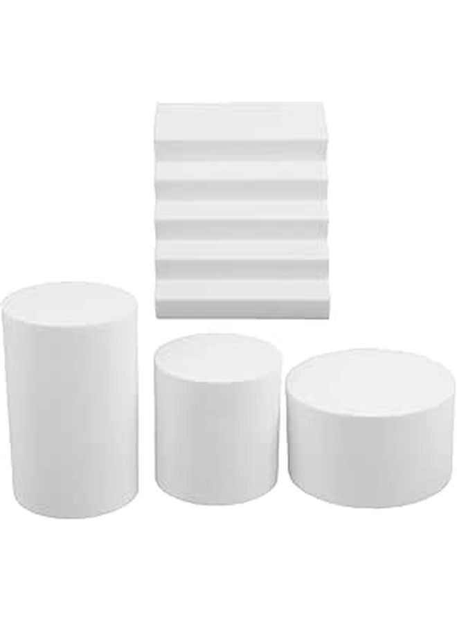 White Foam Geometric Photo Props Set 4PCS Ladder Cylinder Blocks For Studio Background - Image 1