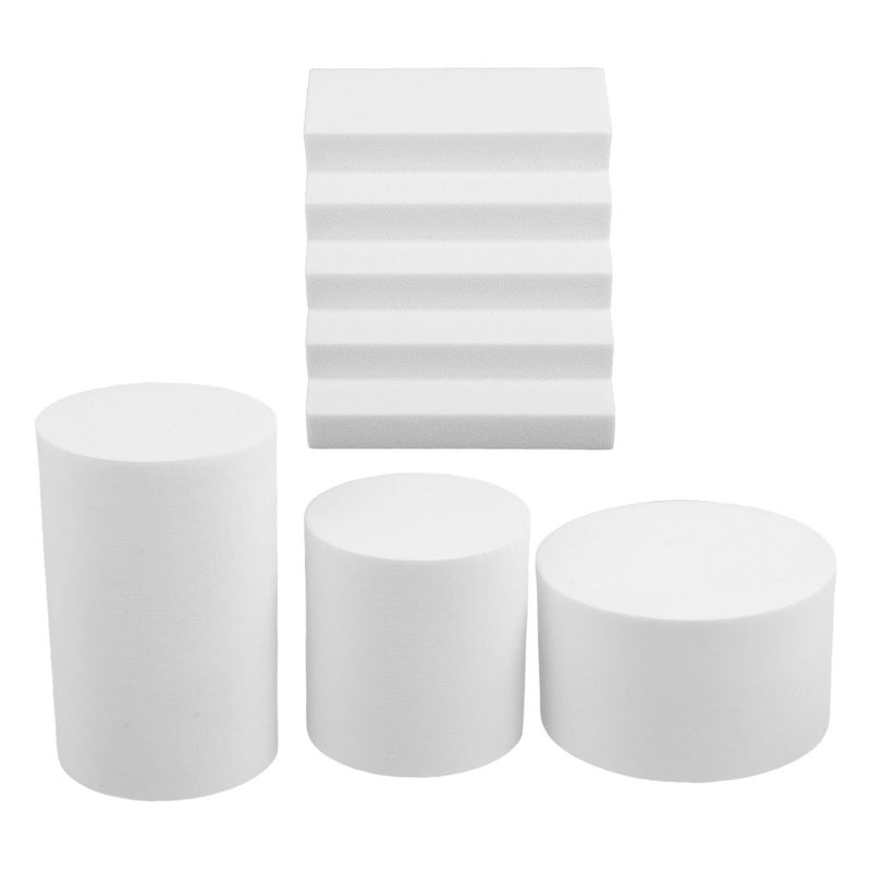 White Foam Geometric Photo Props Set 4PCS Ladder Cylinder Blocks For Studio Background - Image 2