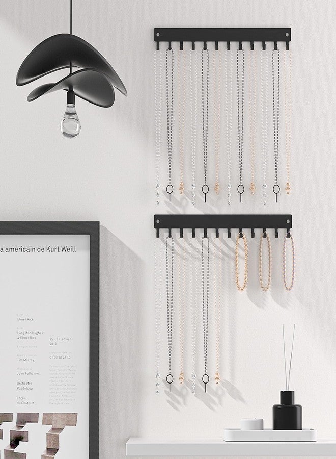 Pengup Necklace Holder Organizer Wall Mount,12 Hooks Metal Jewelry Hanger Organizer for Necklace Bracelet Chains, Black (2) - Image 2