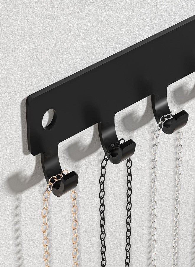 Pengup Necklace Holder Organizer Wall Mount,12 Hooks Metal Jewelry Hanger Organizer for Necklace Bracelet Chains, Black (2) - Image 4