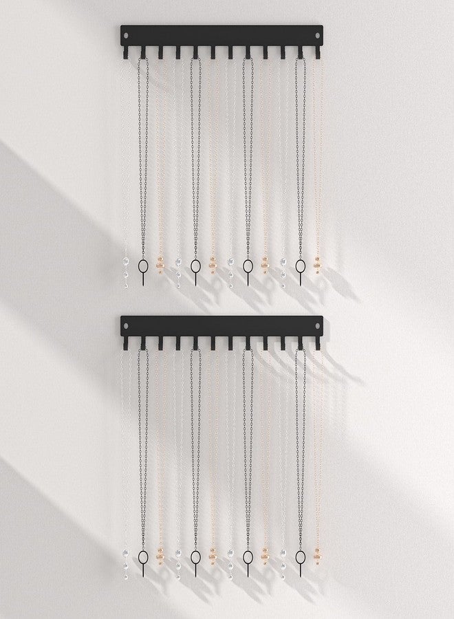 Pengup Necklace Holder Organizer Wall Mount,12 Hooks Metal Jewelry Hanger Organizer for Necklace Bracelet Chains, Black (2) - Image 3