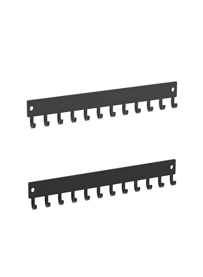 Pengup Necklace Holder Organizer Wall Mount,12 Hooks Metal Jewelry Hanger Organizer for Necklace Bracelet Chains, Black (2) - Image 1
