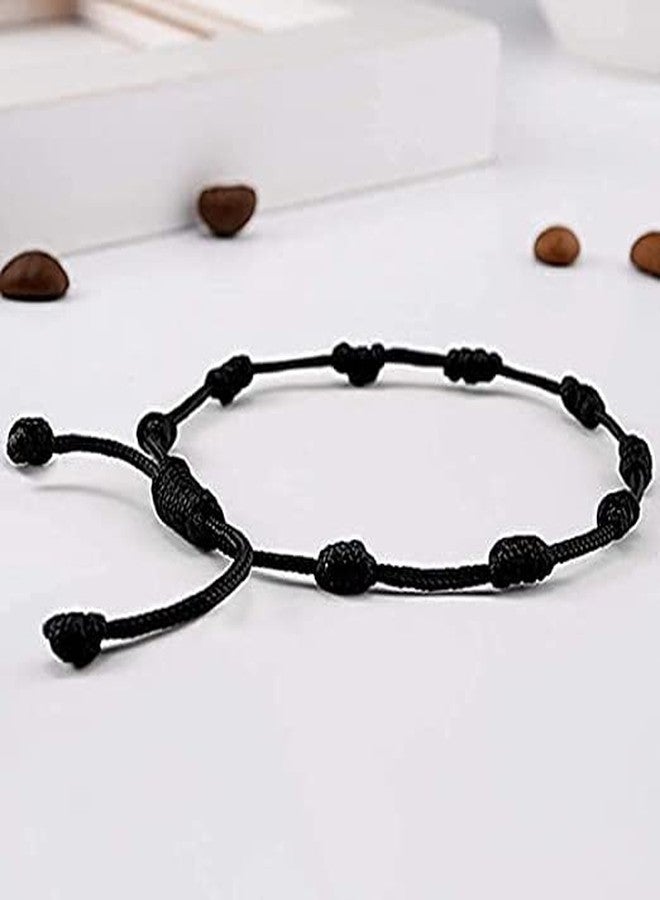 SUSVIJ Evil Eye Protection Bracelet Adjustable Black Thread Nazar Dhaga for Men, Women, Boys & Girls Handmade Rosary Style Unisex Wristband Pack of 1 - Image 2