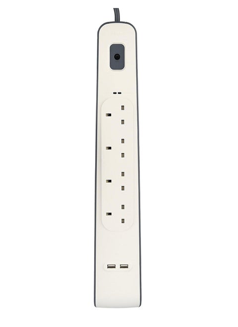 4 Way Surge Protection Strip With 2 USB Charging 2M