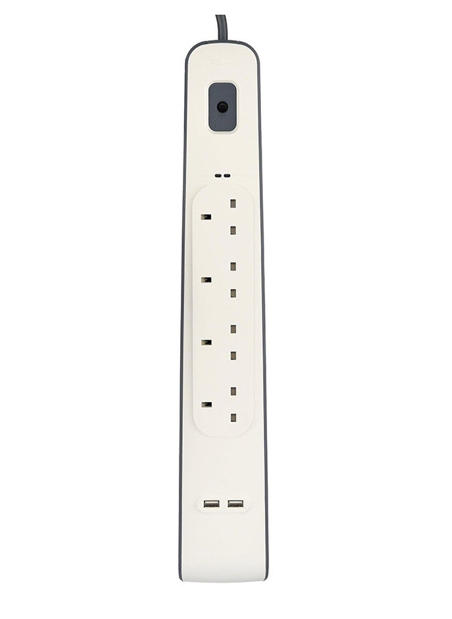 belkin - 4 Way Surge Protection Strip With 2 USB Charging 2M - Image 1
