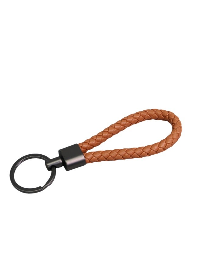 3pcs Woven Leather Rope Keychain Zinc Alloy Buckle Head Keyring Ring Car Key Pendant (Black * 1pc, Brown * 1pc, White * 1pc) - Image 2