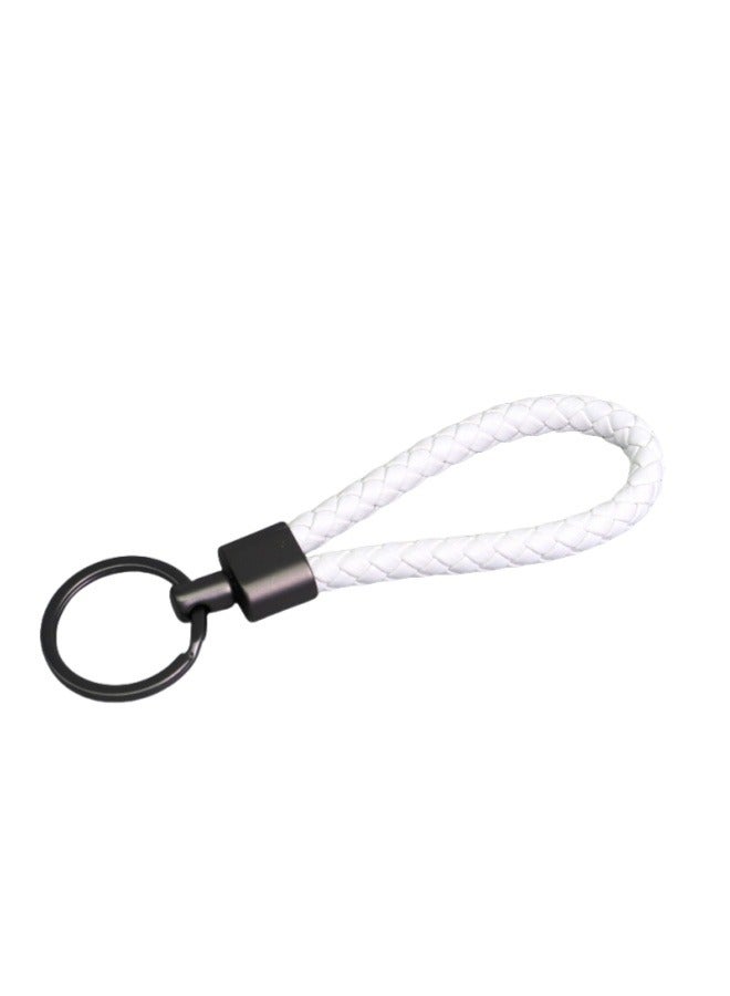 3pcs Woven Leather Rope Keychain Zinc Alloy Buckle Head Keyring Ring Car Key Pendant (Black * 1pc, Brown * 1pc, White * 1pc) - Image 3