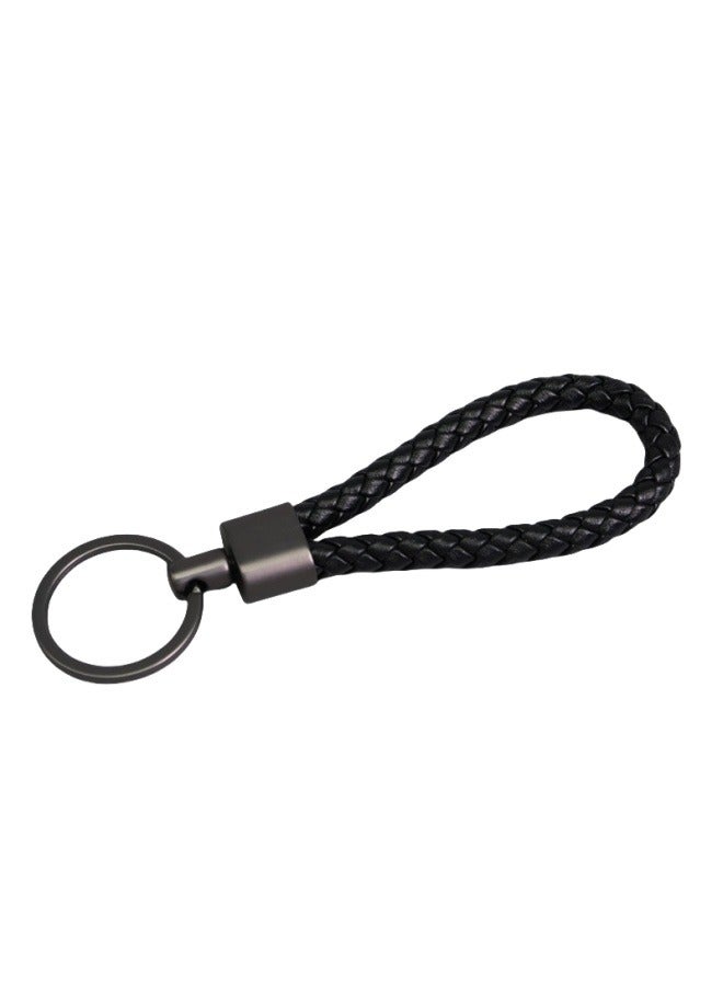 3pcs Woven Leather Rope Keychain Zinc Alloy Buckle Head Keyring Ring Car Key Pendant (Black * 1pc, Brown * 1pc, White * 1pc) - Image 4