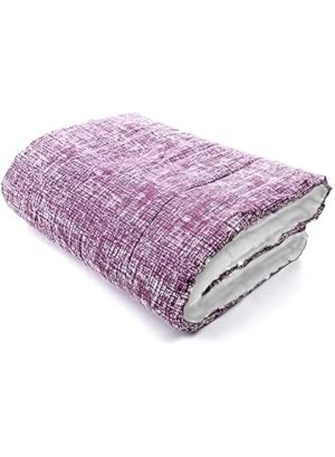 طقم غطاء لحاف - بنقشة أرجوانية فاخرة متقاطعة مع بطانة داخلية بيضاء، مقاس مزدوج، طقم مفروشات ناعم وأنيق لإضفاء لمسة راقية على ديكور غرفة النوم - Image 1