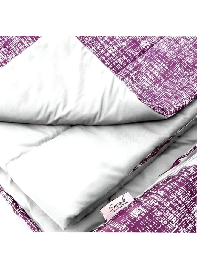 طقم غطاء لحاف - بنقشة أرجوانية فاخرة متقاطعة مع بطانة داخلية بيضاء، مقاس مزدوج، طقم مفروشات ناعم وأنيق لإضفاء لمسة راقية على ديكور غرفة النوم - Image 2