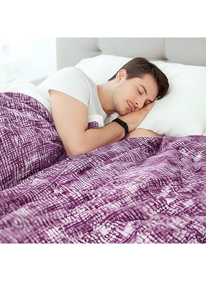 طقم غطاء لحاف - بنقشة أرجوانية فاخرة متقاطعة مع بطانة داخلية بيضاء، مقاس مزدوج، طقم مفروشات ناعم وأنيق لإضفاء لمسة راقية على ديكور غرفة النوم - Image 3